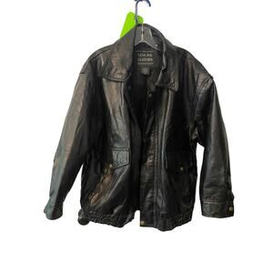Vintage Napoline Leather Outfitters Genuine Black Leather Biker Jacket - Size M